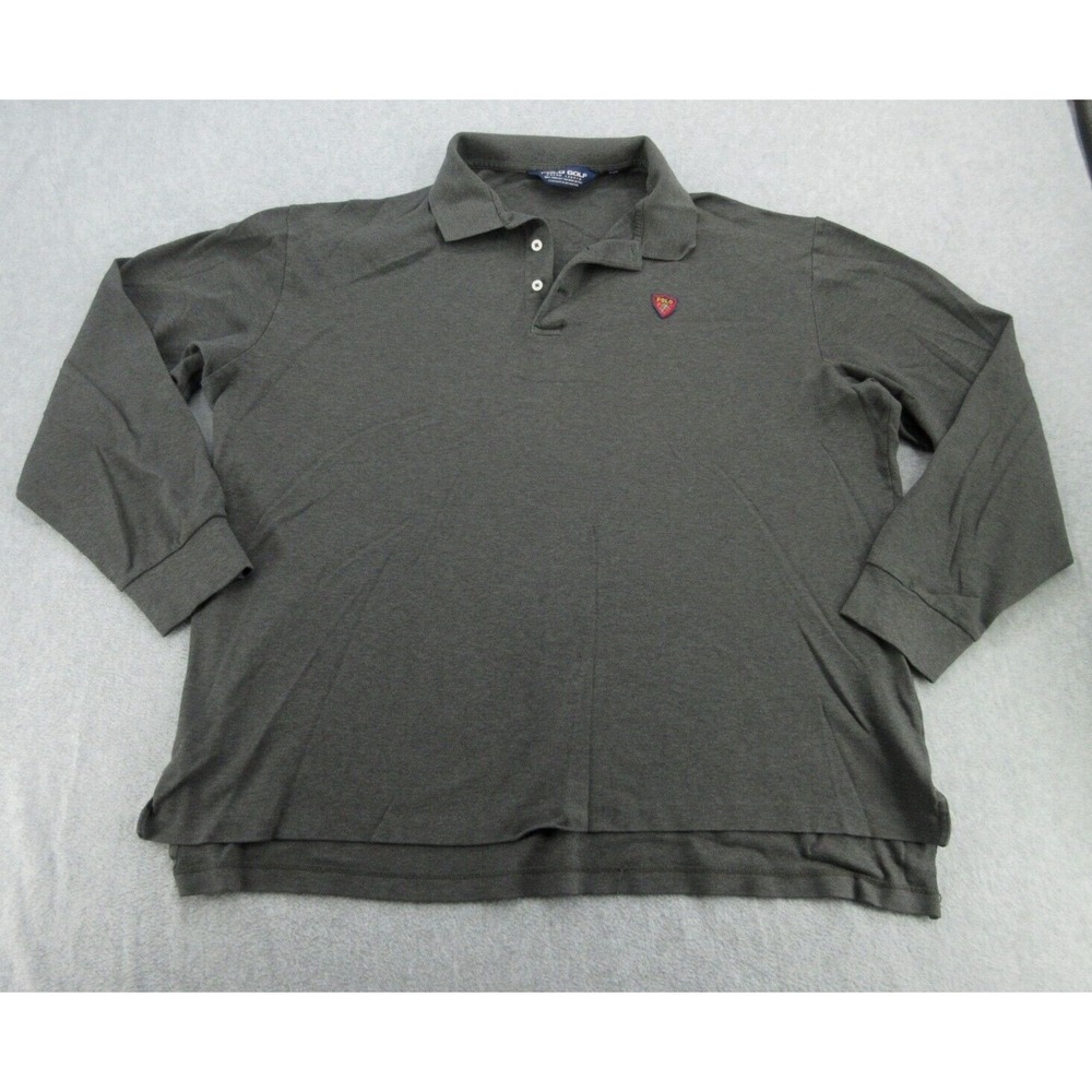 Polo Golf Ralph Lauren Mens Polo Shirt Classic Fit Gray Pima Cotton Shield XL